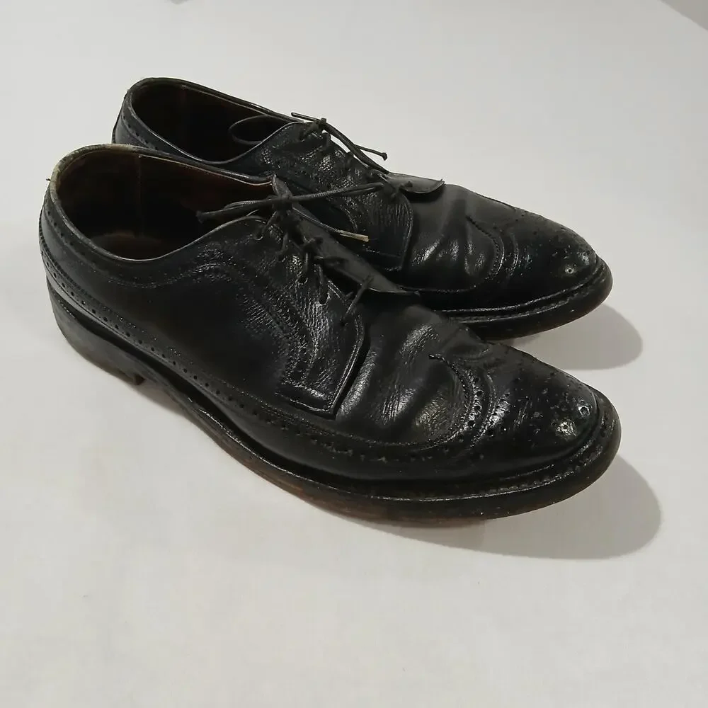 Allen Edmonds Longwing Blucher Men’s 10.5B Black Leather Dress Shoes Vintage